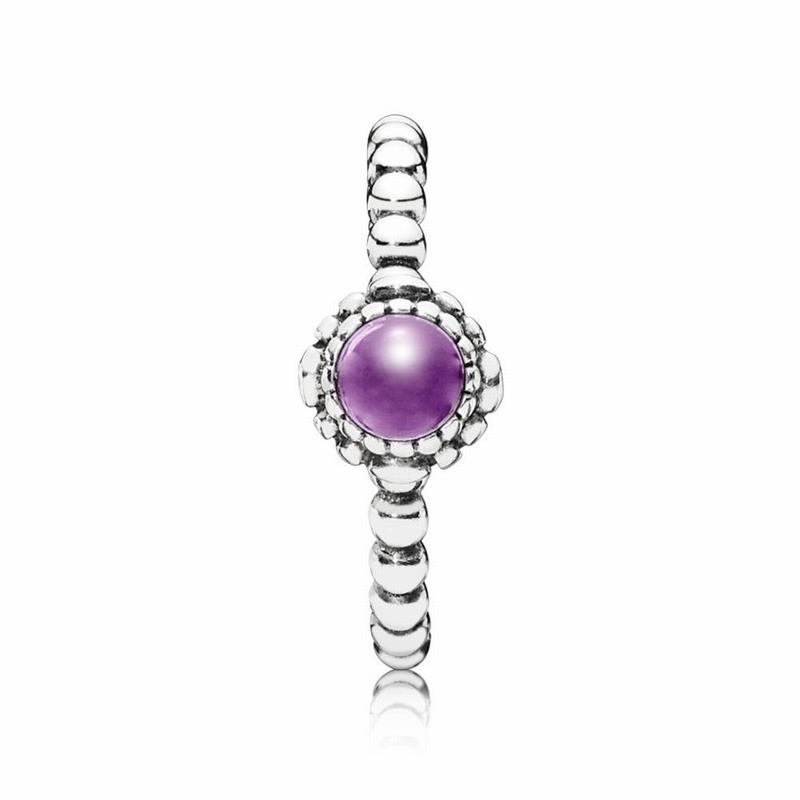 Pandora Birthday Blooms Stackable Ring February Silver Egypt PE1750389